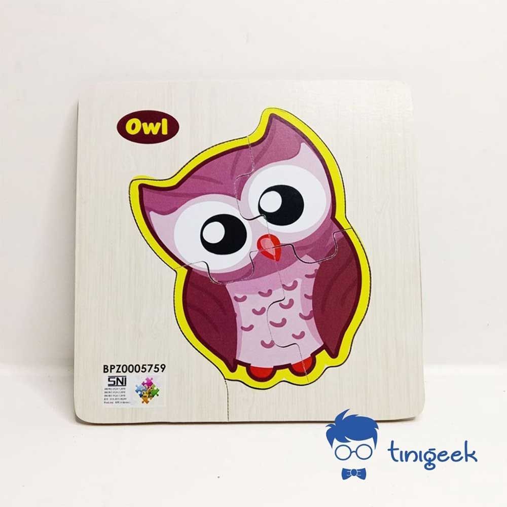 Tinigeek Puzzle Hewan Burung Hantu Mainan Kayu - 1