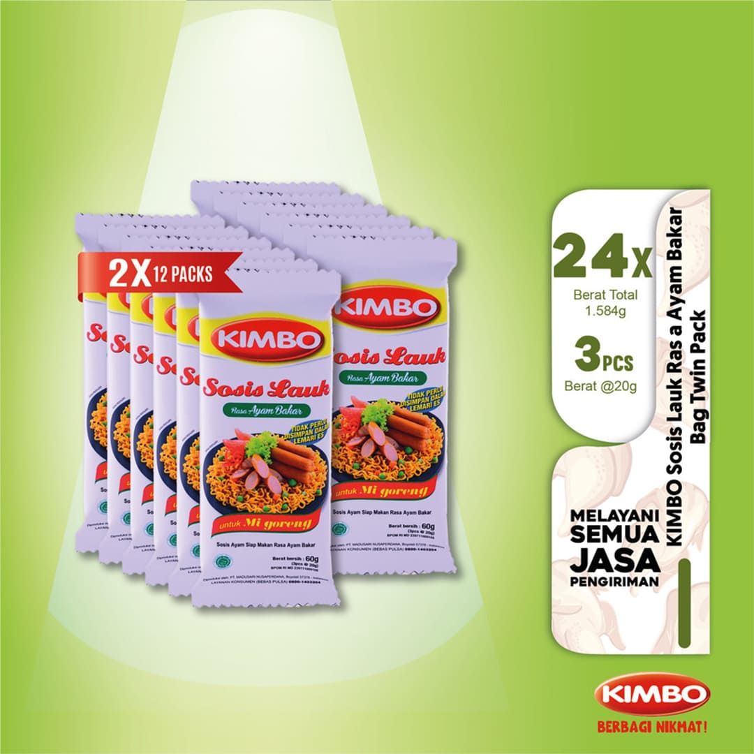 Kimbo Sosis Lauk Rasa Ayam Bakar Bag Twin Pack - 1