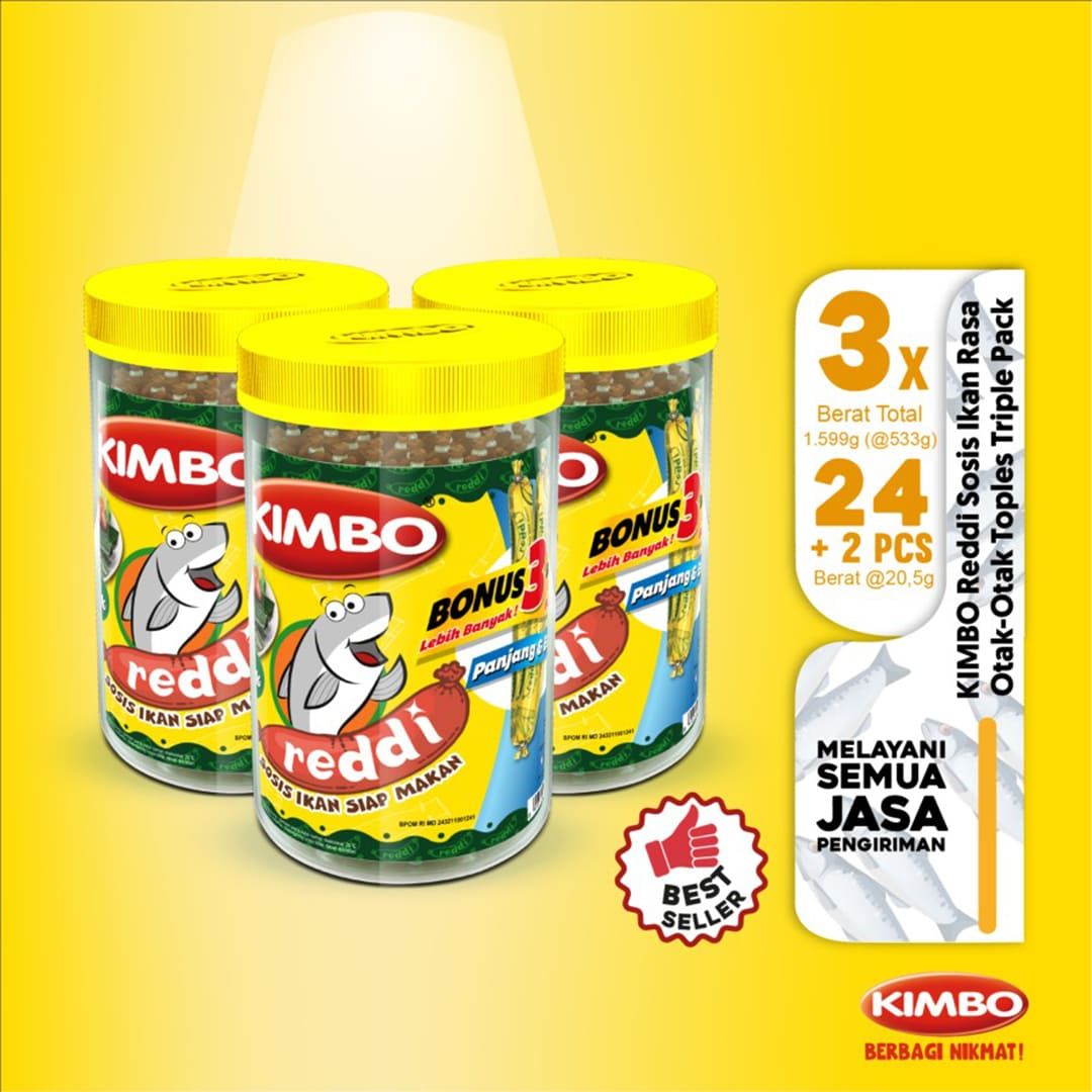 Kimbo Reddi Sosis Ikan Rasa Otak-otak Toples Triple Pack - 1