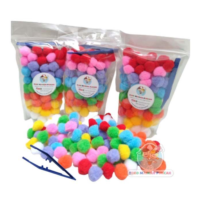 Toko Mainan Puncak Mainan Montessori Pom Pom Isi 100 Pcs - 3