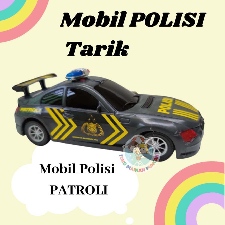 Toko Mainan Puncak Mobil Mobilan Polisi Mainan Anak Tarik Tanpa Baterai - Hitam - 1