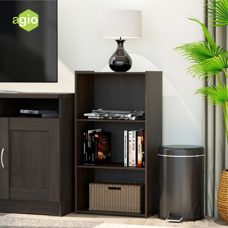 Oggi - Rak Susun Bookcase Agio Sigma RSG 3C - Dark Walnut - 1