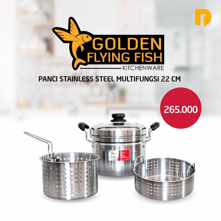 Golden Flying Fish Panci Stainless Steel Multifungsi 22 cm Deep Fryer - 1