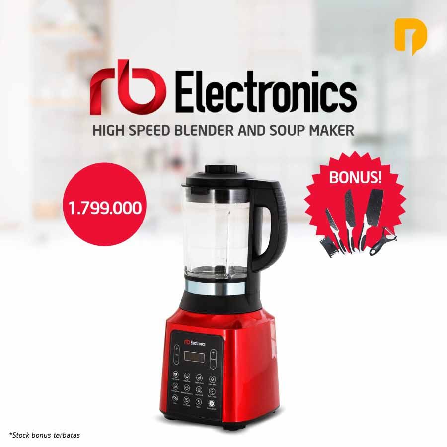 RB High Speed Blender and Soup Maker Red BONUS Pisau Set - 1