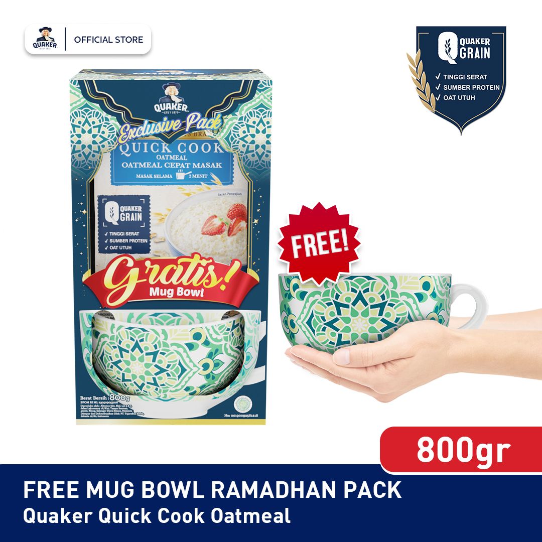 Quaker Quick Cooking Oatmeal 800 Gr - Exclusive Ramadan Pack FREE Bowl - 1