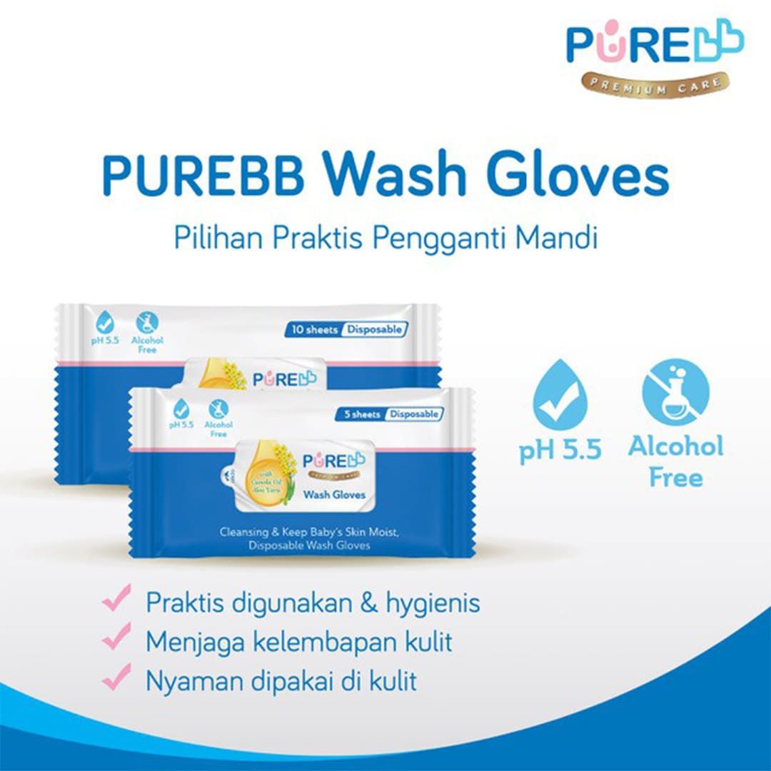 PUREBB Baby Wash Gloves 5 Sheets - 1