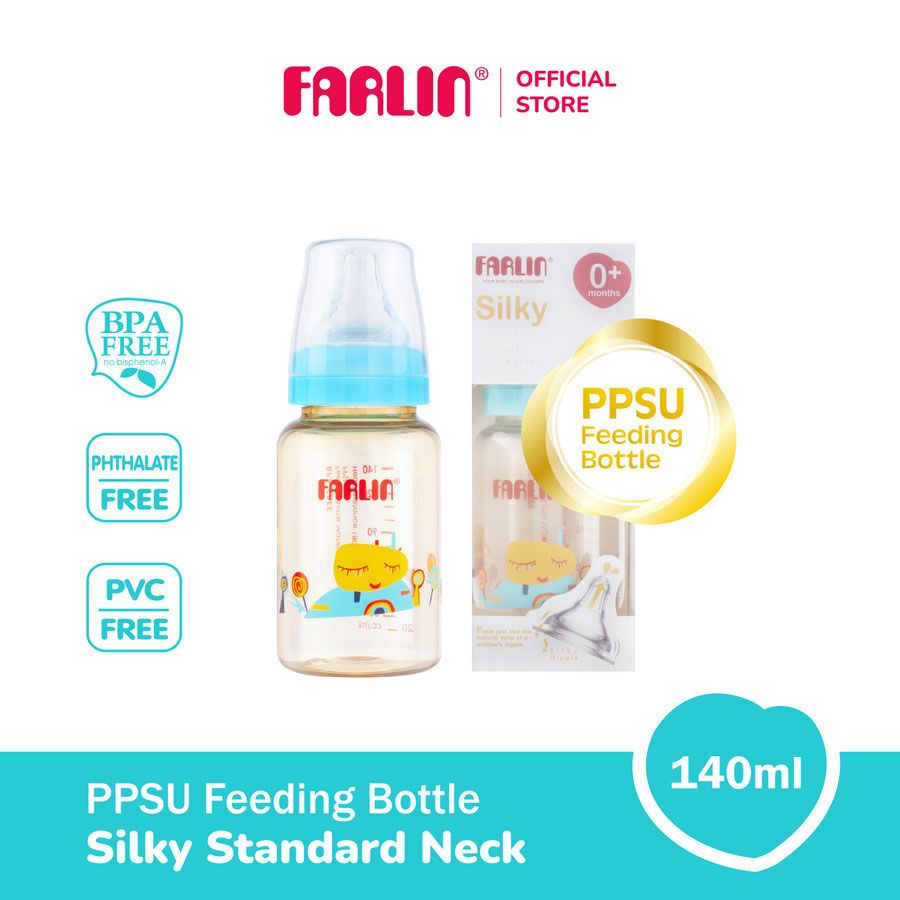 Farlin Silky PPSU Little Artist Standard Neck Feeding Bottle - 140 ml - Biru - 1