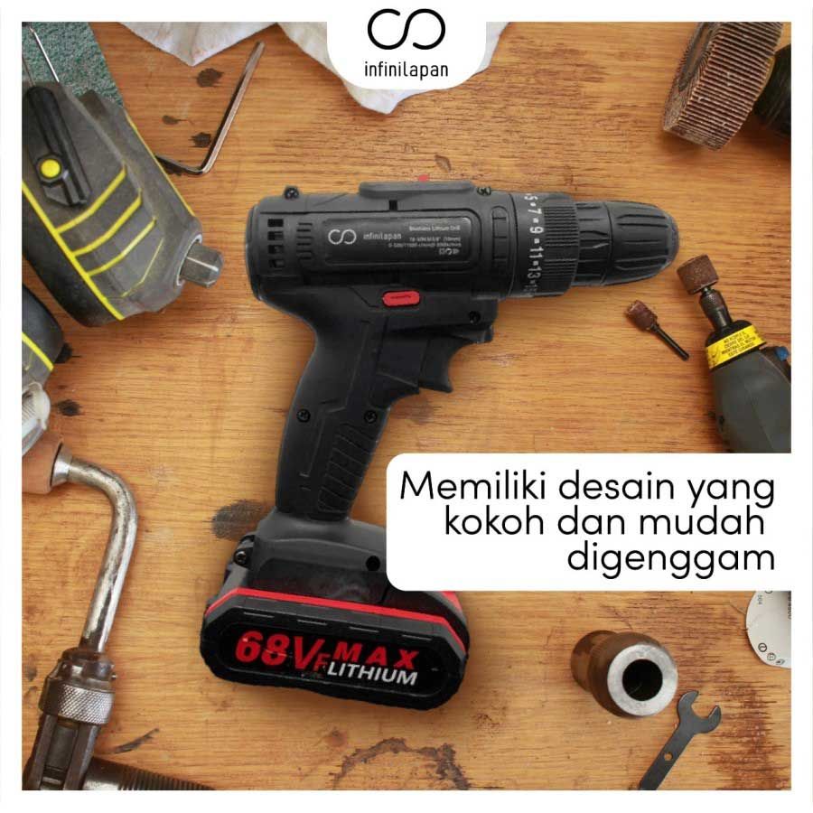 Bor Tanpa Kabelmesin Bor Elektrik Electric Drill Cordless 68V - 4