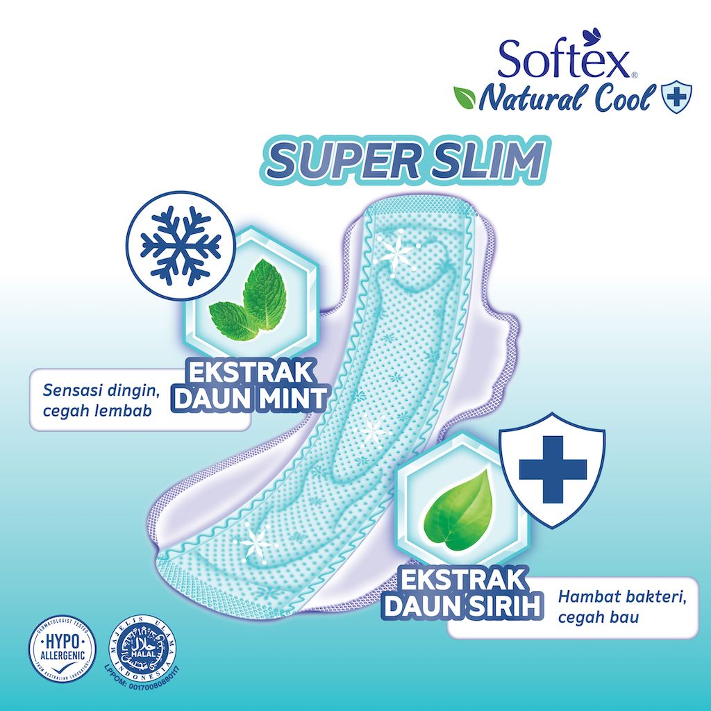 Softex Natural Cool Super Slim 36cm 8s - Pembalut Cool / Dingin Malam - 2