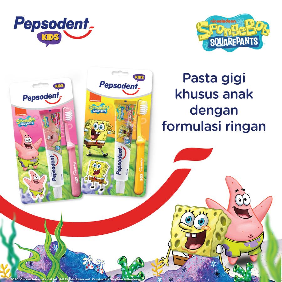 Pepsodent Kids Pasta Gigi Dan Sikat Gigi Anak Spongebob 50G+1Pc - 2