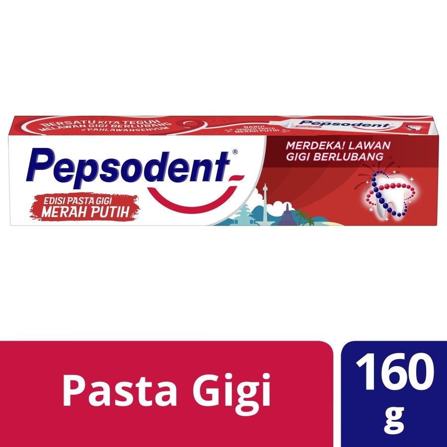 Pepsodent Pencegah Gigi Berlubang Pasta Gigi Edisi Spesial Merah Putih 160G? - 1