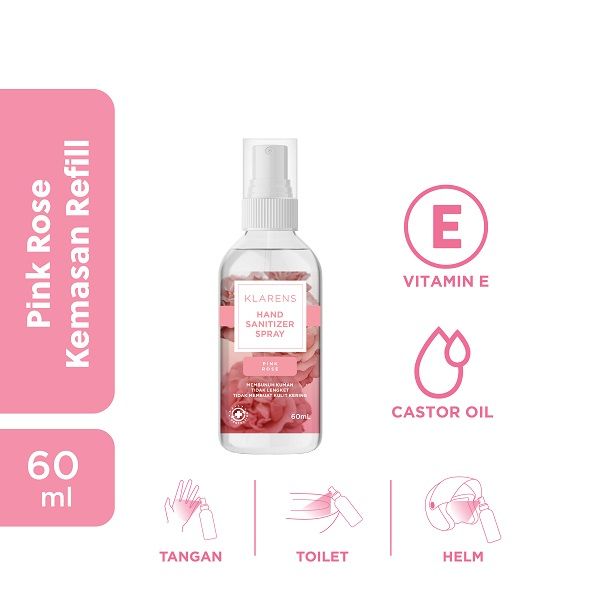 Klarens Hand Sanitizer Spray Pink Rose 60ml - 1