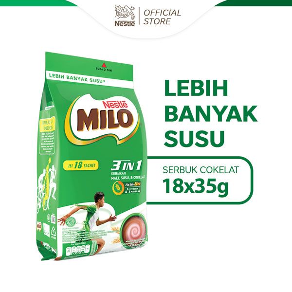 MILO 3in1 ACTIV-GO Susu Coklat Pouch 18x35g - 2