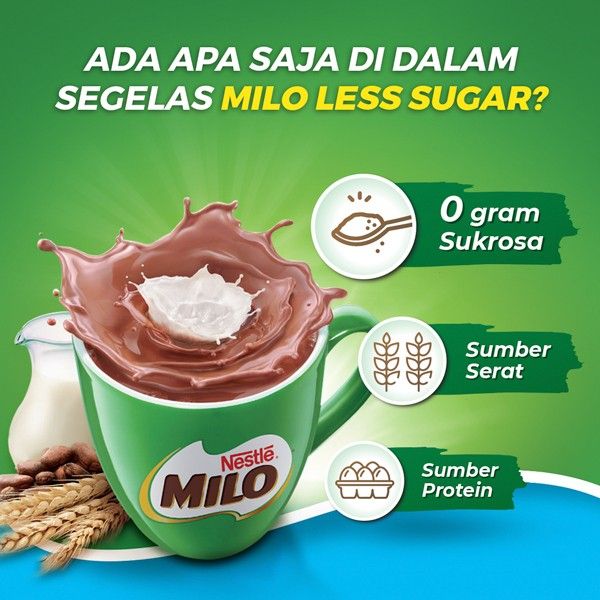 NESTLE MILO Less Sugar Susu Cokelat Rendah Gula isi Sachet 10 x 28g - 1