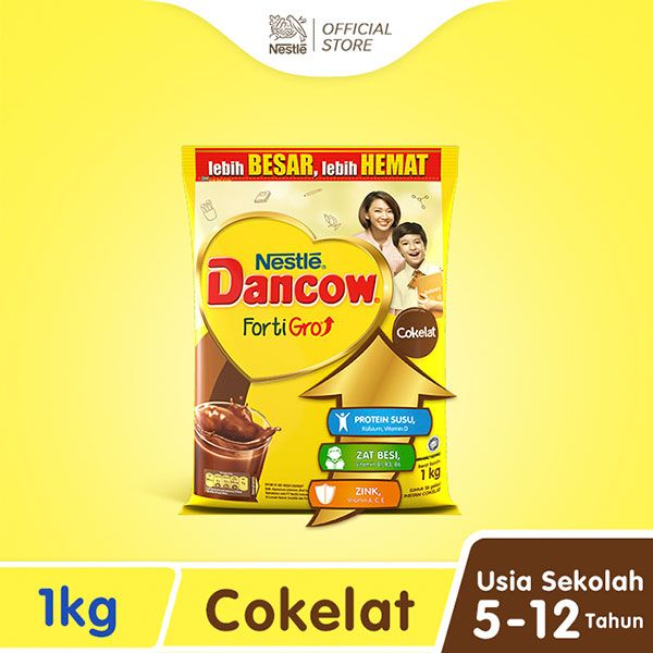 Nestlé DANCOW FortiGro Susu Bubuk Cokelat Usia Sekolah Pouch 1 kg - 2