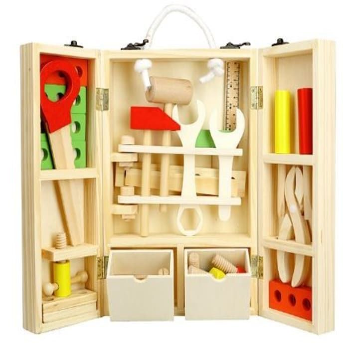 Mainan Kotak Tukang Kayu Toolkit Set Kayu - 1