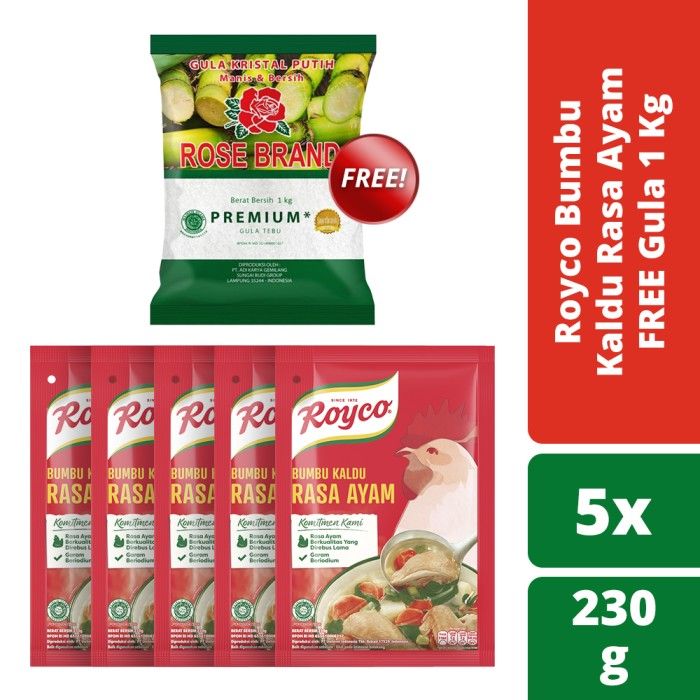 Royco Bumbu Penyedap Kaldu Ayam 230G Free Gula 1kg - 1