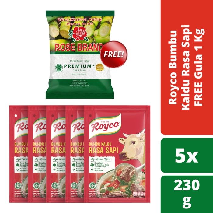 Royco Bumbu Penyedap Kaldu Sapi 230G Free Gula 1kg - 1