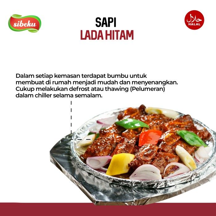 Daging Sapi Dengan Saos Lada Hitam Halal 200 gr Ready To Cook-Sibeku - 4