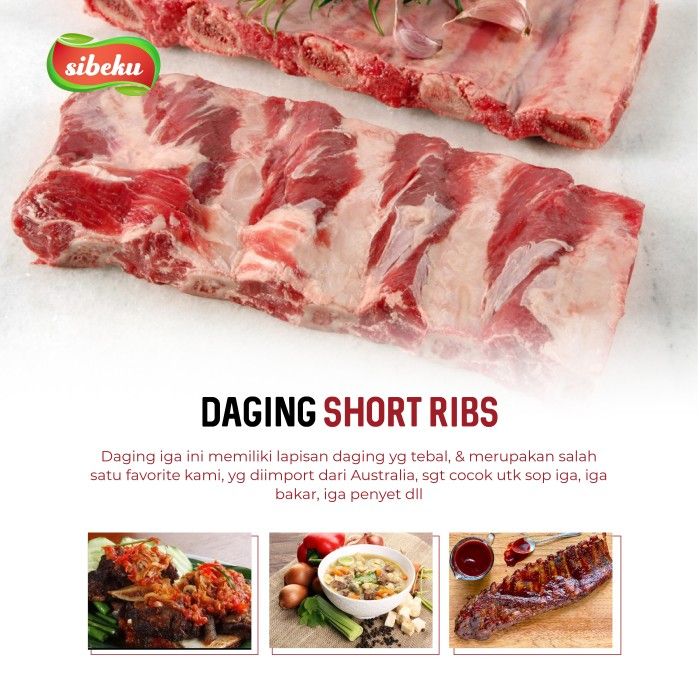 Daging Iga Sapi Short Ribs Halal 500 gram Frozen Food AUS - Sibeku - 3