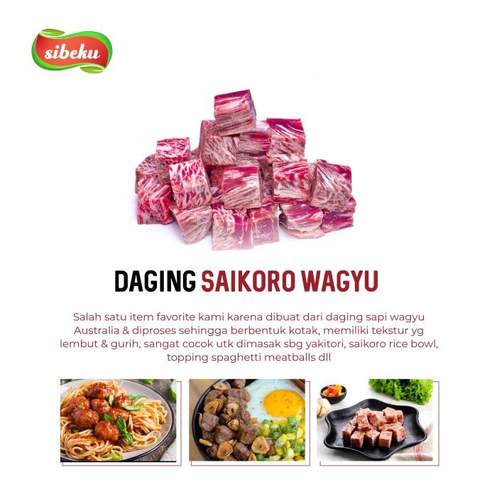 Daging Sapi Wagyu Saikoro Beef Halal 500 gram Frozen Food AUS - Sibeku - 3