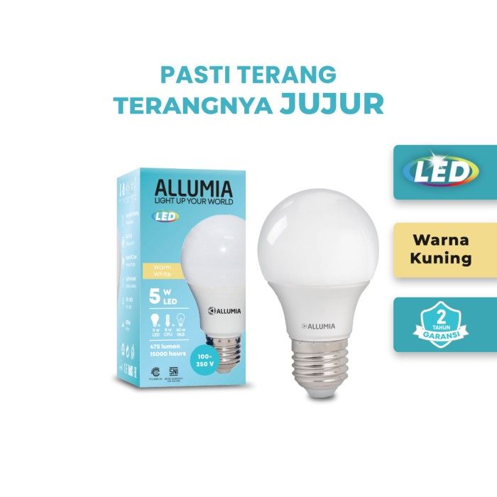 Allumia 5 Watt Lampu Bohlam LED Bulb 3000k Kuning (Warm White) - 5