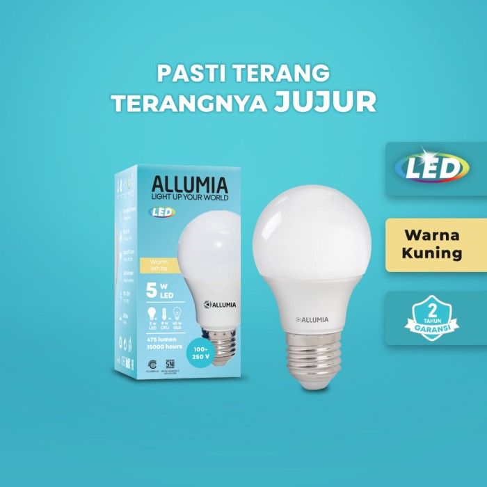 Allumia 5 Watt Lampu Bohlam LED Bulb 3000k Kuning (Warm White) - 4