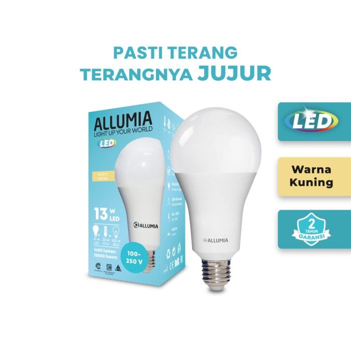 Allumia 13 Watt Lampu Bohlam LED Bulb 3000k Kuning (Warm White) - 5