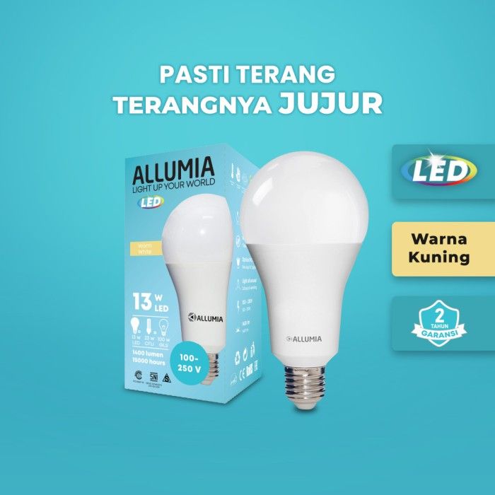 Allumia 13 Watt Lampu Bohlam LED Bulb 3000k Kuning (Warm White) - 4