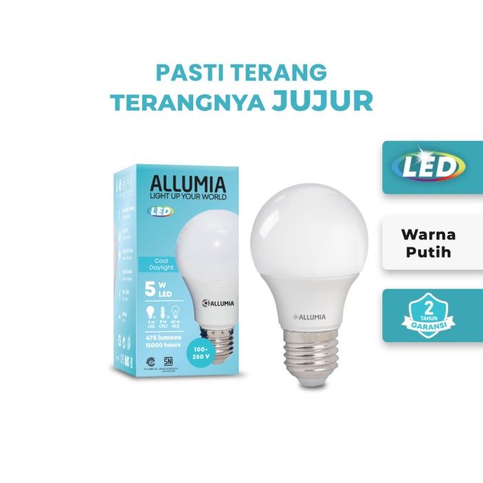 Allumia 5 Watt Lampu Bohlam LED Bulb 6500k Putih (Cool White) - 5