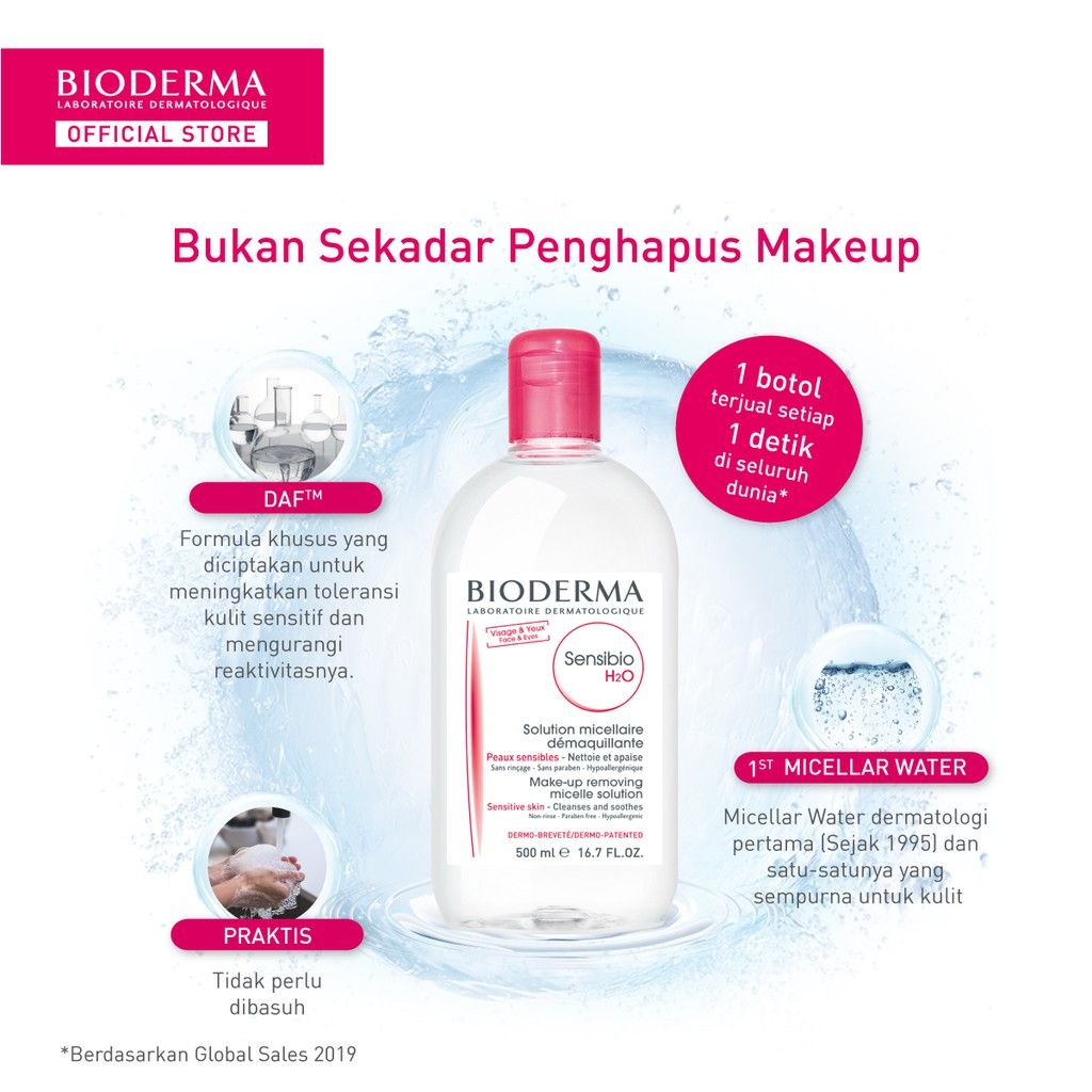 Bioderma Sensibio H2O 500 ml - Micellar Water untuk Semua Jenis Kulit / Kulit Sensitif - 2