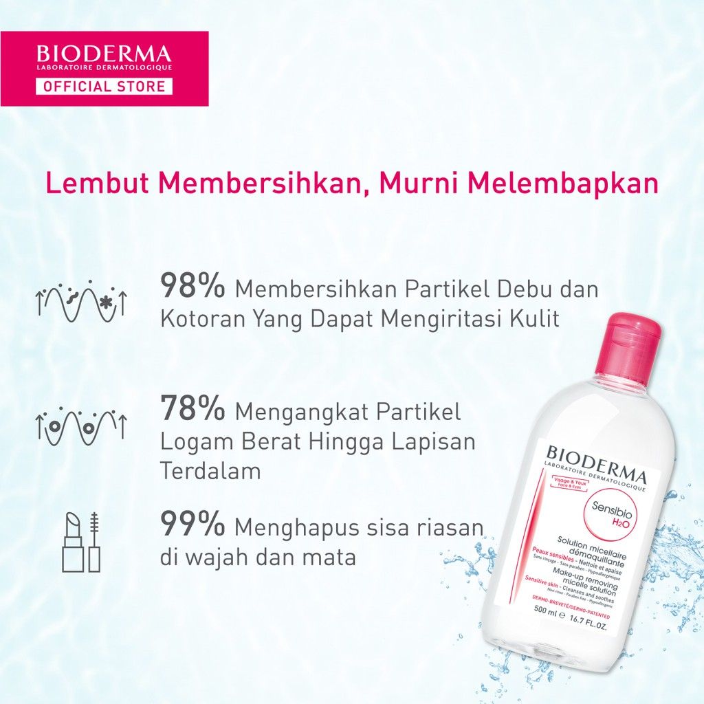 Bioderma Sensibio H2O 500 ml - Micellar Water untuk Semua Jenis Kulit / Kulit Sensitif - 4