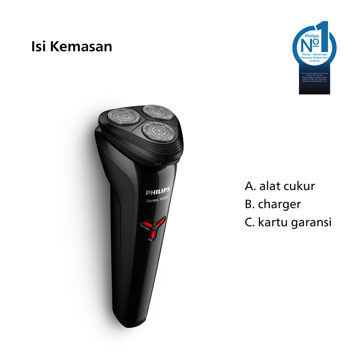 Philips Shaver 3HD 1000 Series S1103/02 Pencukur Jenggot & Kumis - 2