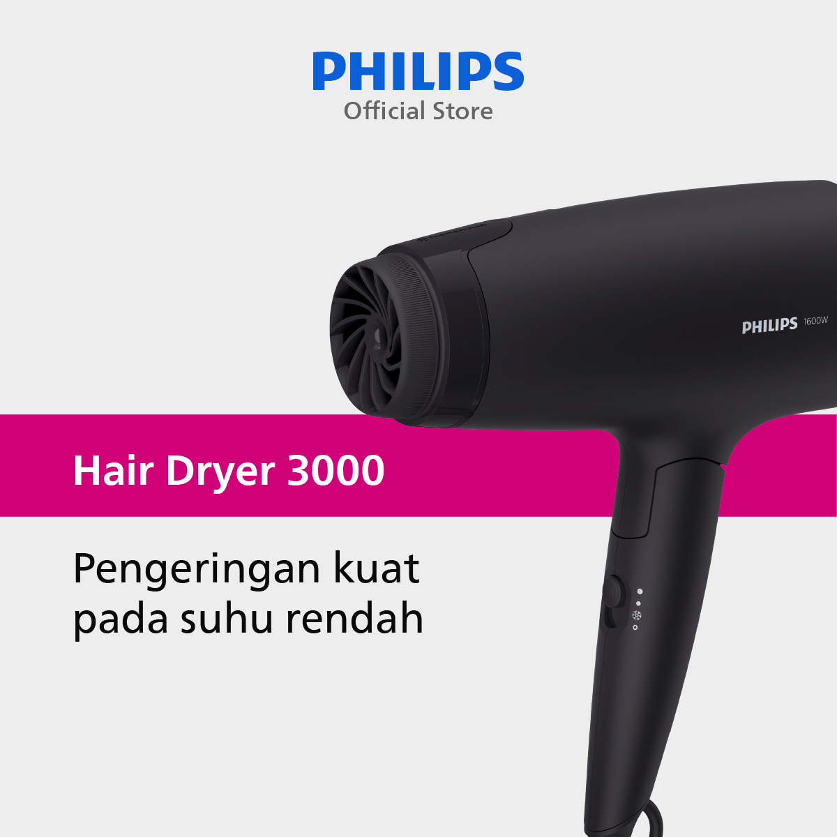 Philips Hair Dryer 3000 Series BHD308/10 Pengering Rambut - 1