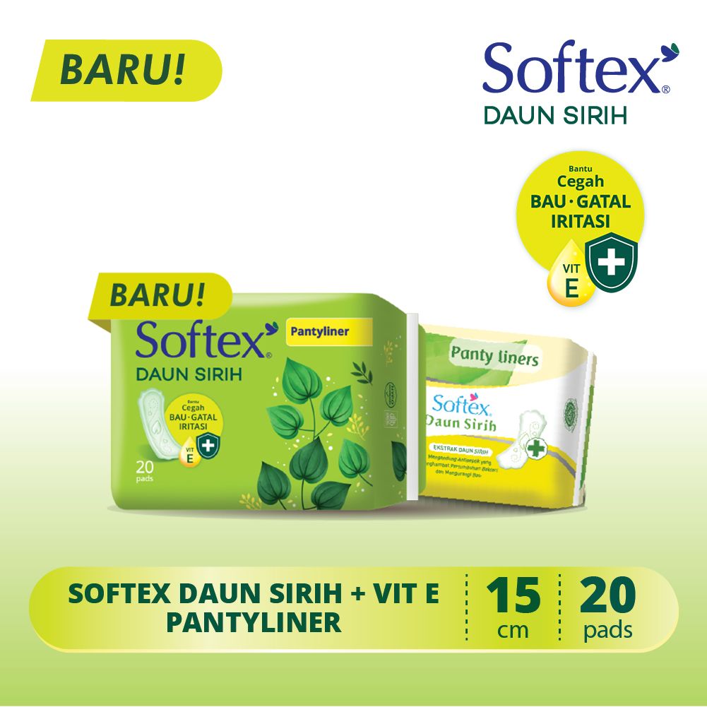 Pantyliner Softex Daun Sirih + Vitamin E 20s - Pantyliner Daun Sirih - 1