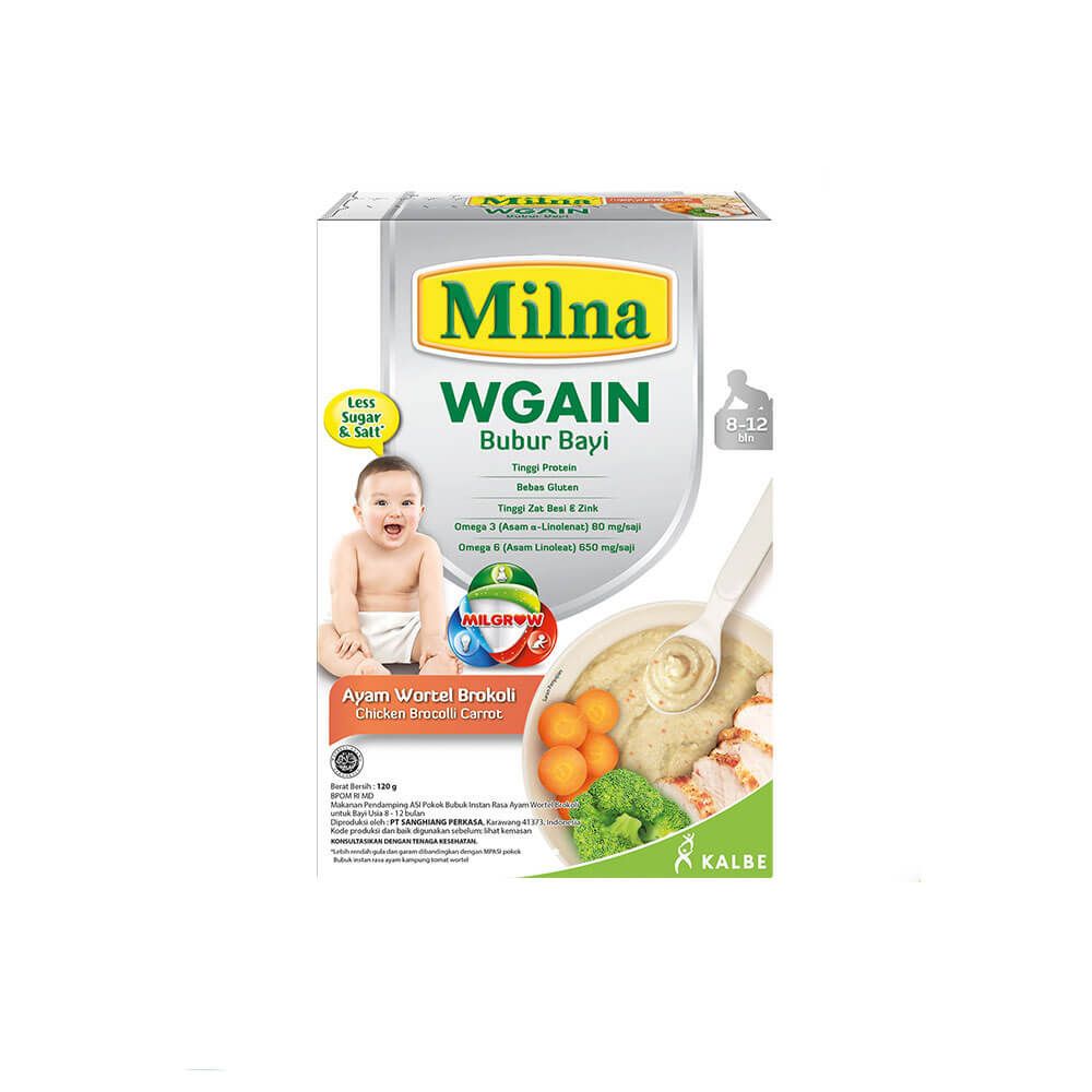 Milna Bubur Bayi Wgain 8+ Bln Ayam Wortel Brokoli 120gr - 1