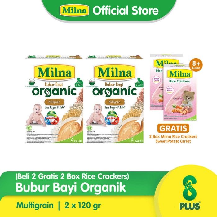 2 MILNA Bubur Organik 8+ Multigrain 120g Free 2 Box MRC - 1