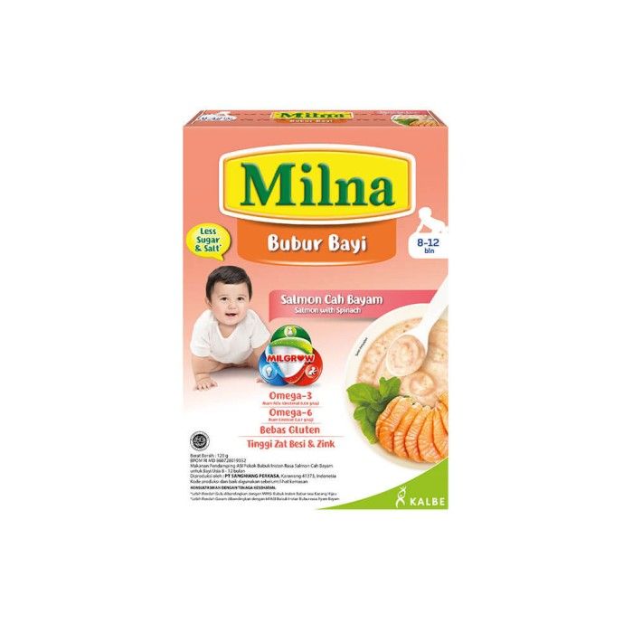 Milna Bubur Reguler 8+ Salmon Bayam 100G (4 pack) - 3