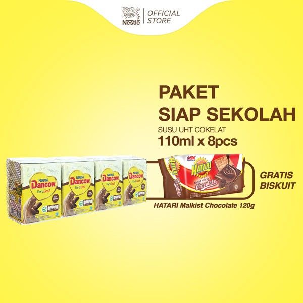 DANCOW FortiGro Coklat UHT 110ml x 8pcs GRATIS Biskuit - 1