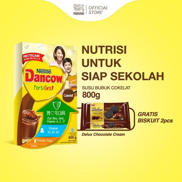 DANCOW FortiGro Coklat 800g GRATIS Biskuit - 1