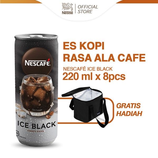 NESCAFE Kopi Minuman Kaleng Rasa Ice Black 220mlx8pcs Free Cooler Bag - 1