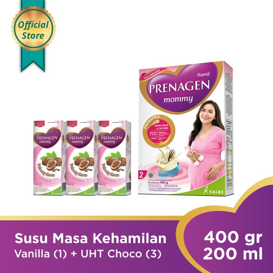 PRENAGEN mommy French Vanilla 400 gr + UHT Choco 3 pack - 1