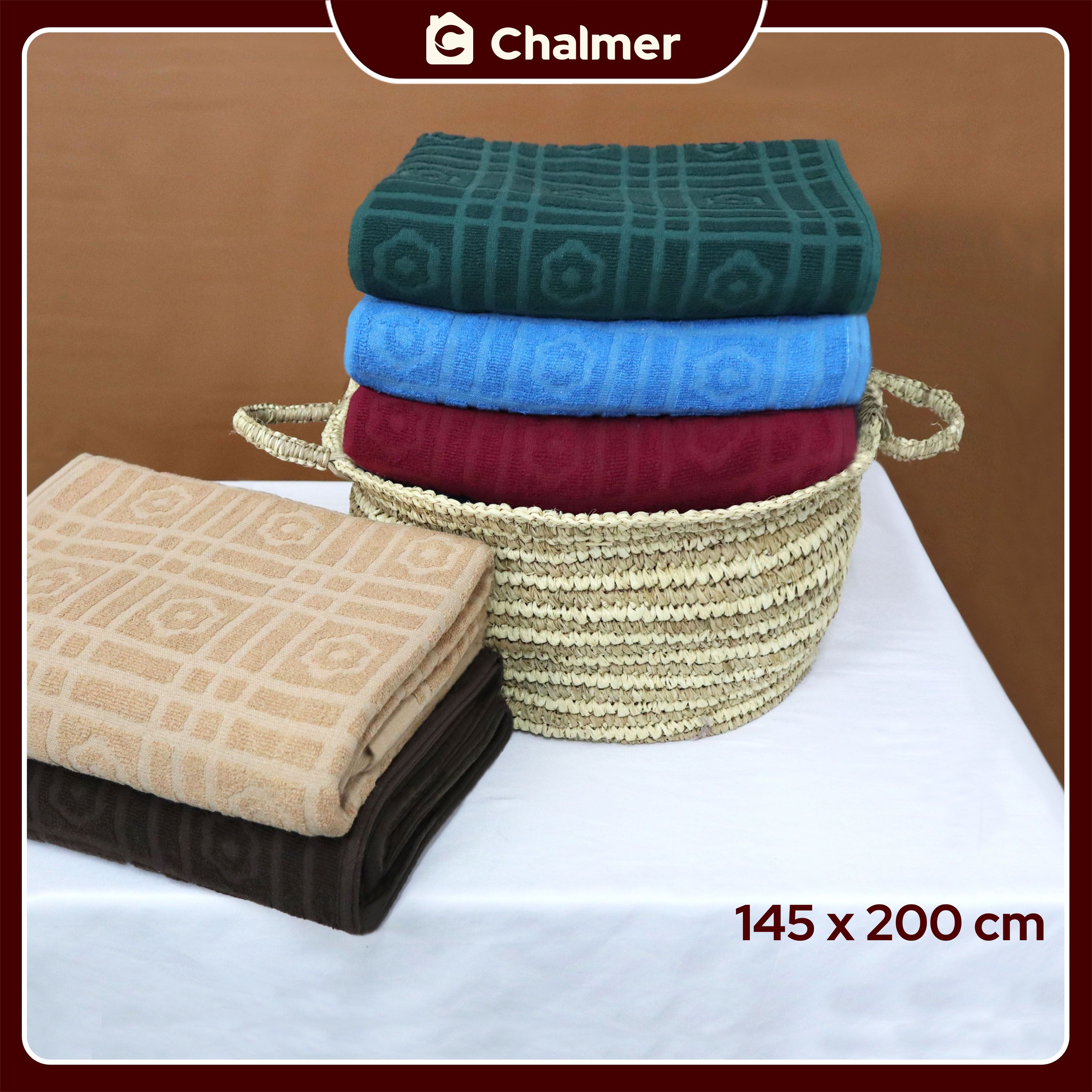 Selimut Katun Chalmer Ukuran 145x200 cm Terry Cloth Towel Blanket - Dark Brown - 4