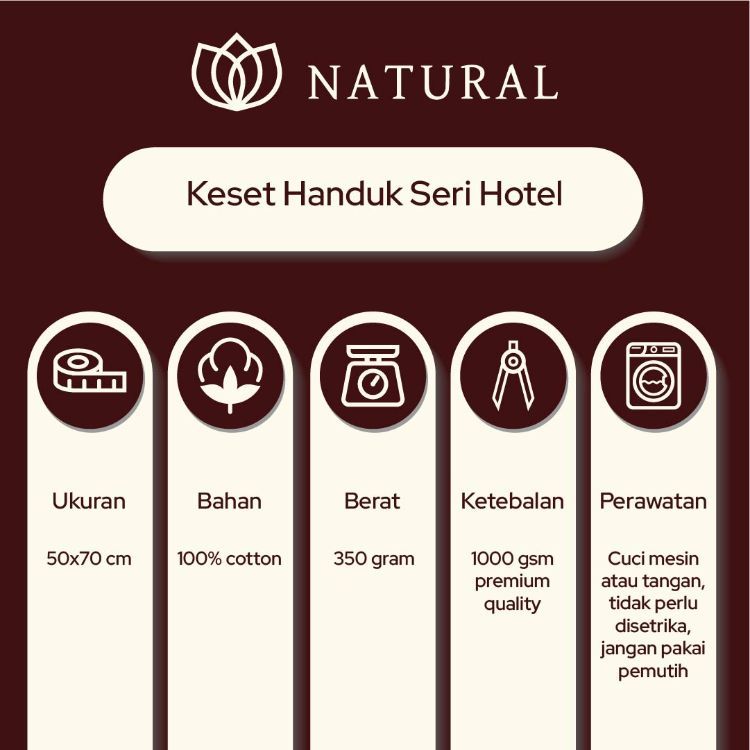 Keset Hotel Natural By Chalmer 50x70 cm Seri Hotel Keset Tebal - 3