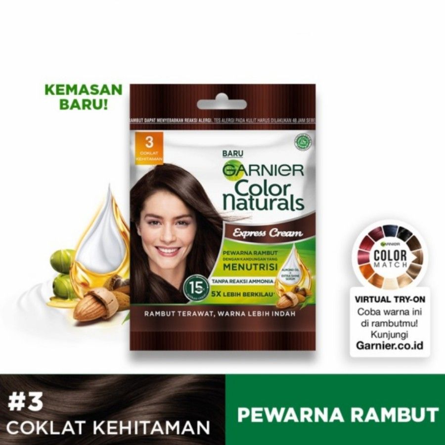 Garnier Color Natural Express Cream Coklat Gelap Sachet - 1