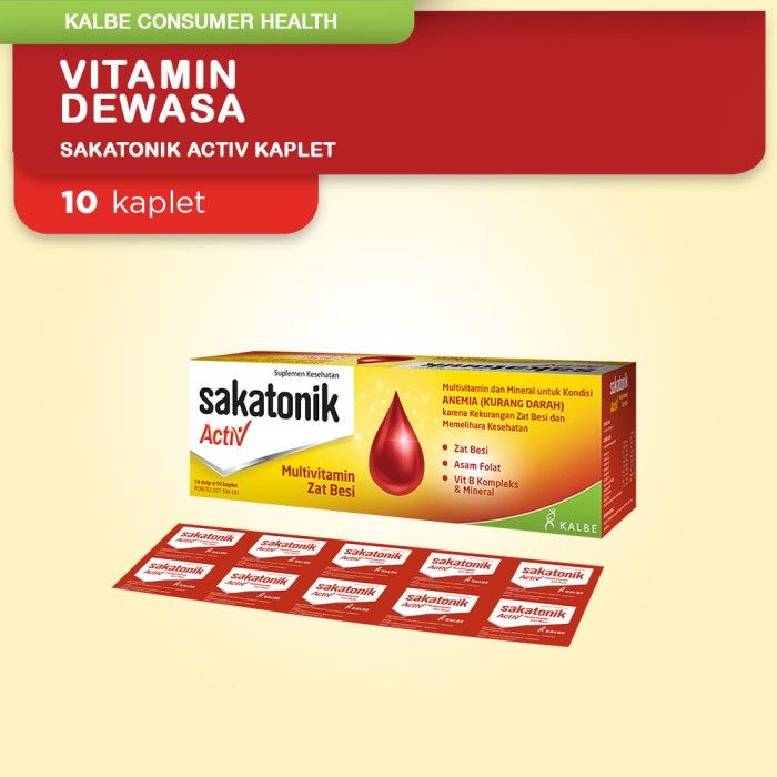 Sakatonik Activ Kaplet Strip - Vitamin Penambah Darah Anemia - 1