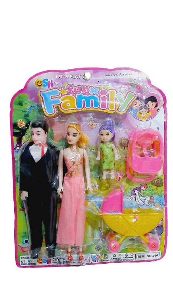 Mainan Anak Couple Boneka Fun Family Barbie Troli Set Sh360 - 2