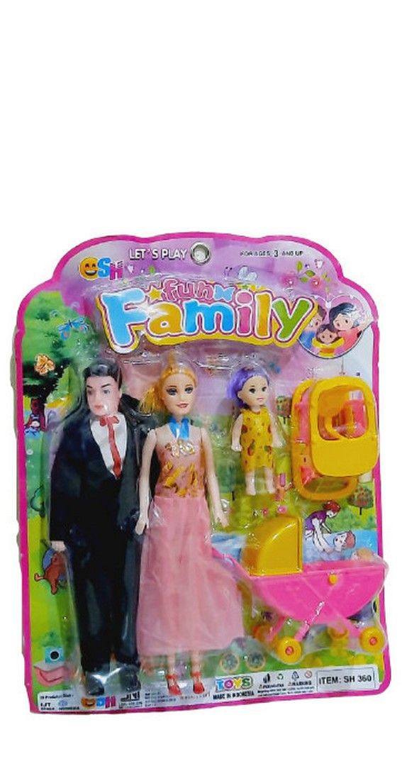 Mainan Anak Couple Boneka Fun Family Barbie Troli Set Sh360 - 3