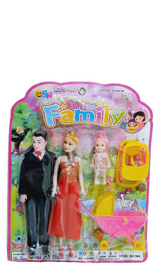 Mainan Anak Couple Boneka Fun Family Barbie Troli Set Sh360 - 1