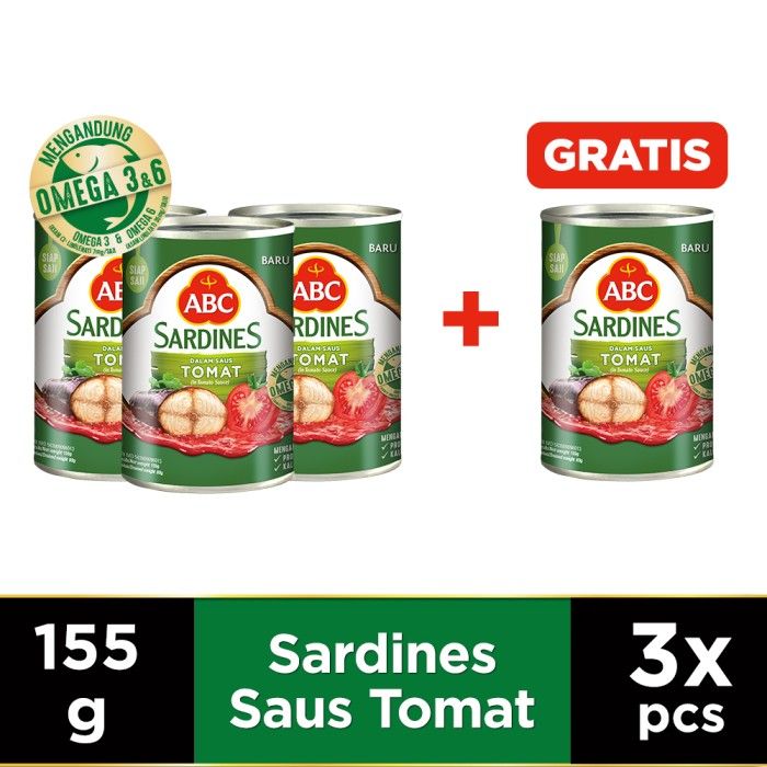 ABC Sarden Saus Tomat 155 g - Buy 3 Get 1 pcs Free - 1